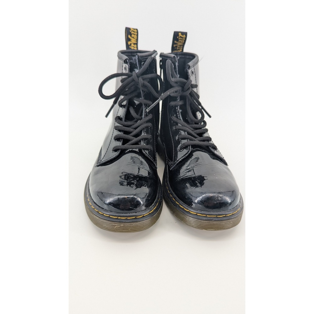 Dr. Martens 1460 J Black Patent Leather Lace Up Zip Combat Boots Kids US 3 UK 2